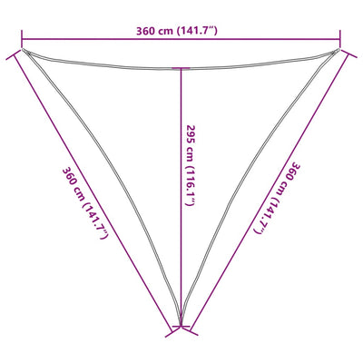 solsejl 3,6x3,6x3,6 m 100 % polyesterstof lysegrå