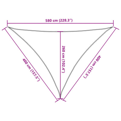 solsejl 4x4x5,8 m 100 % polyesterstof lysegrå