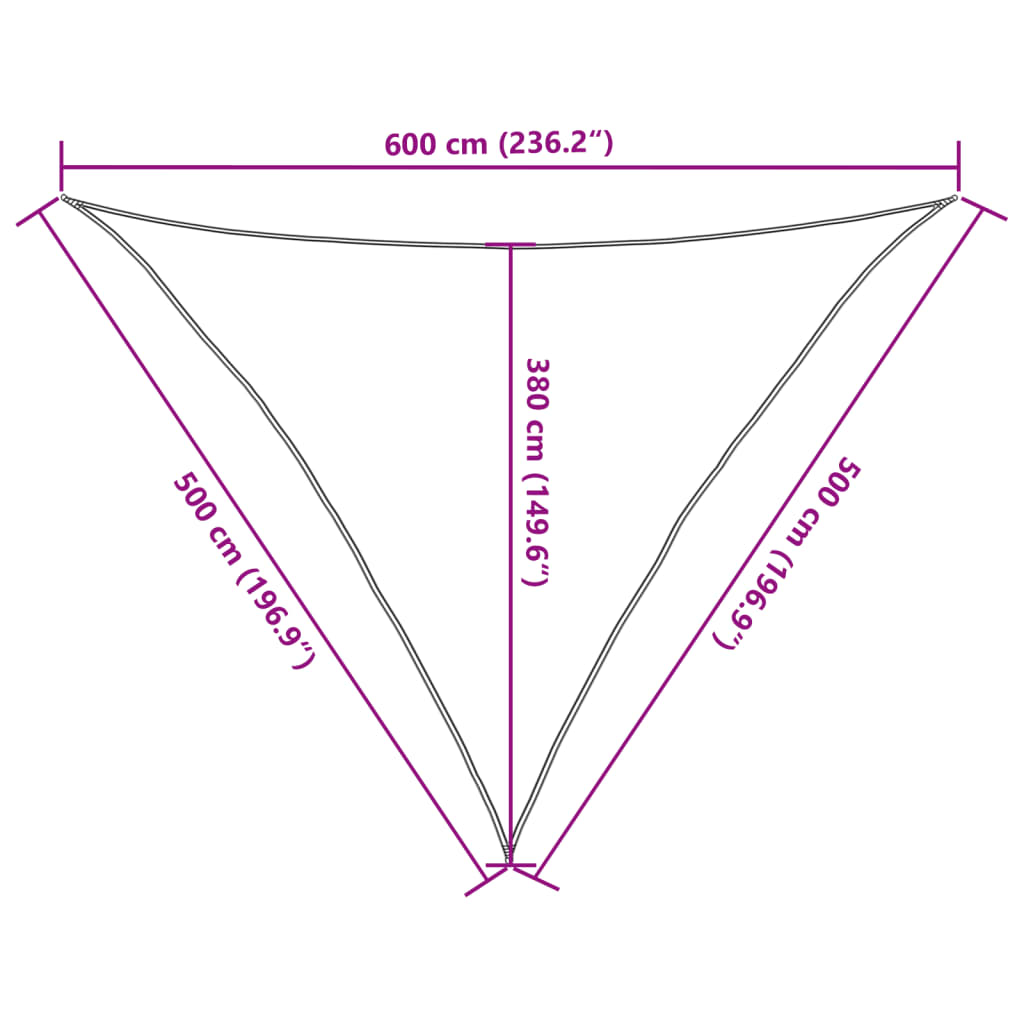 solsejl 5x5x6 m 100 % polyesterstof lysegrå