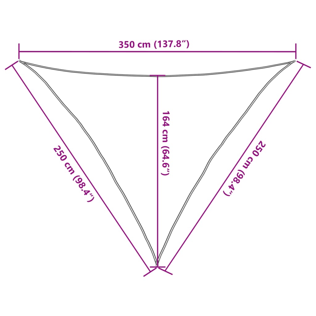 solsejl 2,5x2,5x3,5 m 100 % polyesterstof sandfarvet