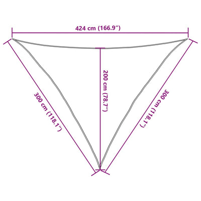 solsejl 3x3x4,24 m 100 % polyesterstof sandfarvet