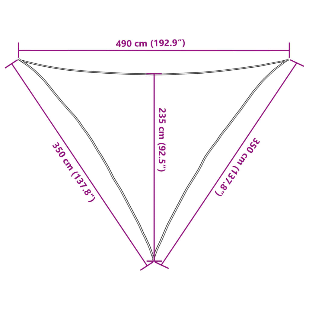 solsejl 3,5x3,5x4,9 m 100 % polyesterstof sandfarvet