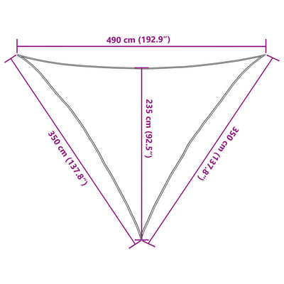 solsejl 3,5x3,5x4,9 m 100 % polyesterstof sandfarvet