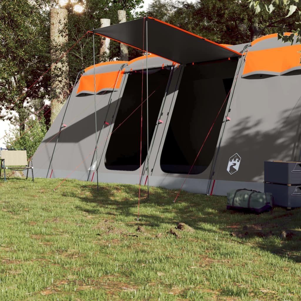 10-personers campingtelt vandtæt grå og orange