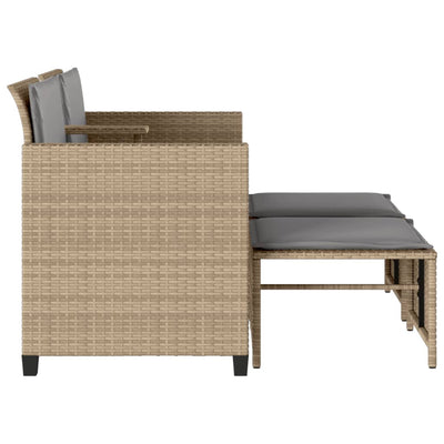 2-personers havesofa med bord og skamler polyrattan beige