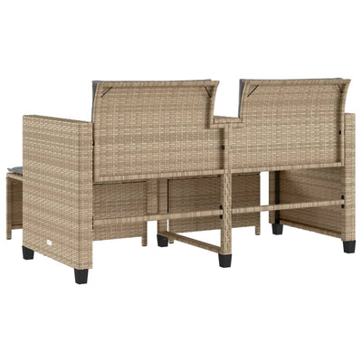 2-personers havesofa med bord og skamler polyrattan beige