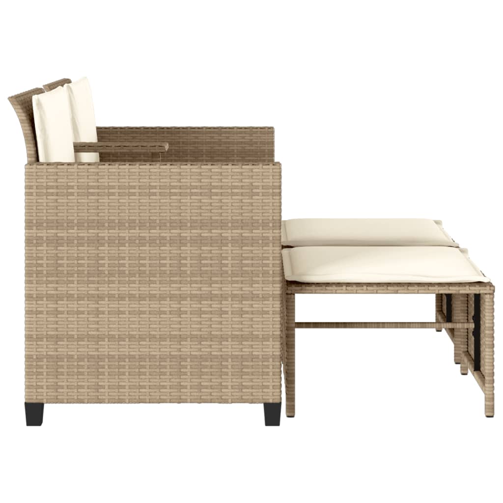 2-personers havesofa med bord og skamler polyrattan beige