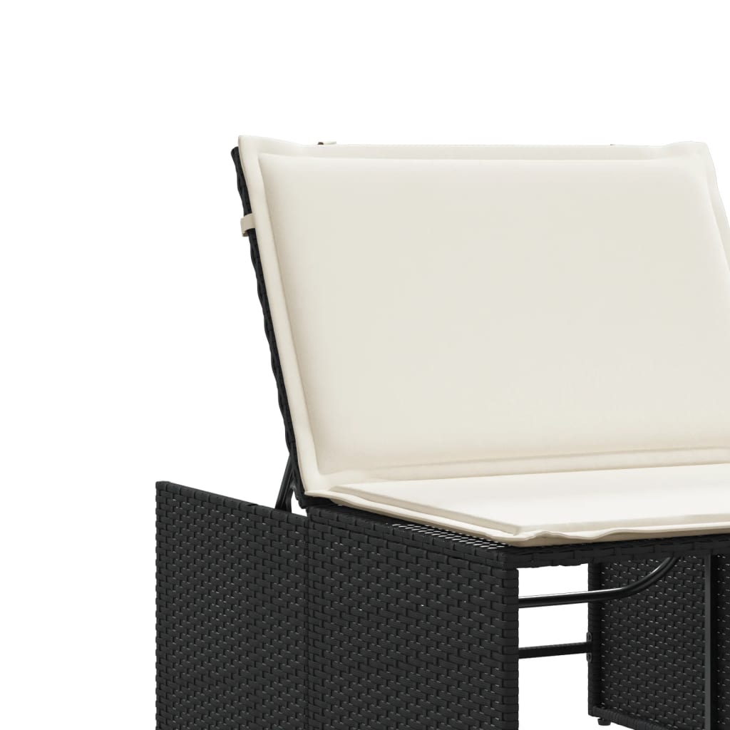 liggestole 2 stk. med bord polyrattan sort