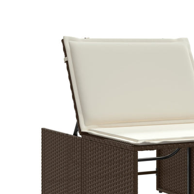 liggestole 2 stk. med bord polyrattan brun