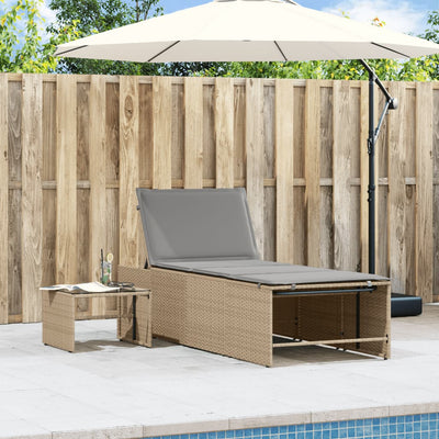 liggestole 2 stk. med bord polyrattan beige