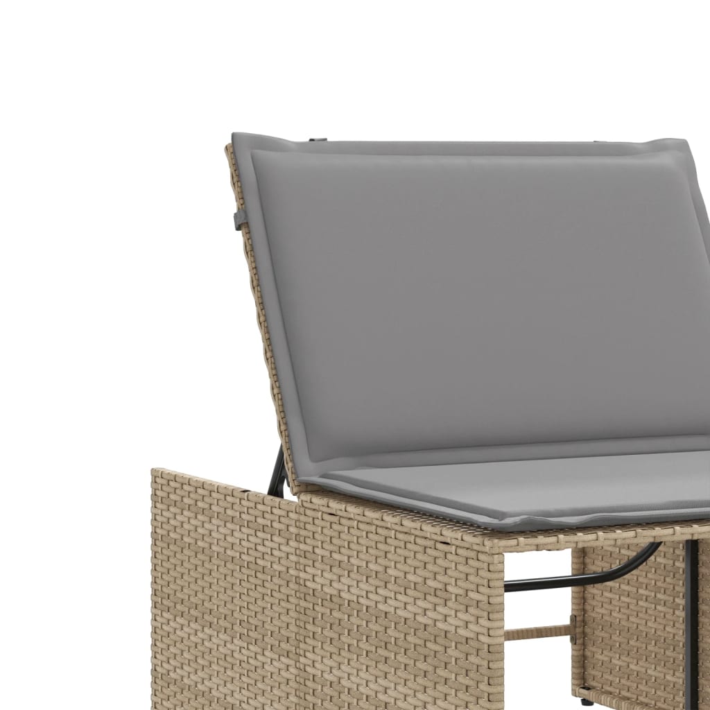 liggestole 2 stk. med bord polyrattan beige