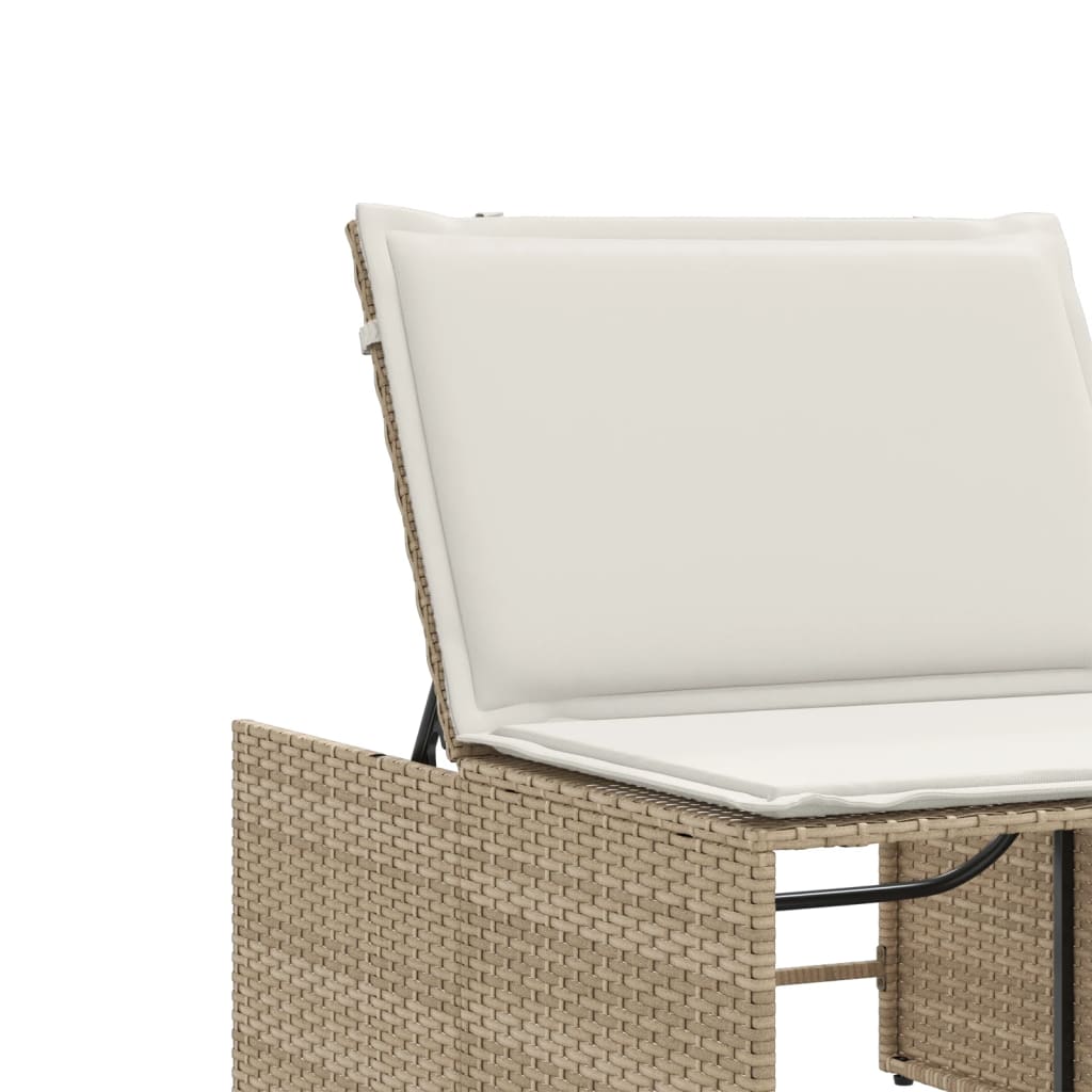 liggestole 2 stk. med bord polyrattan beige