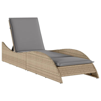 liggestol med hynde 60x205x73 cm polyrattan beige