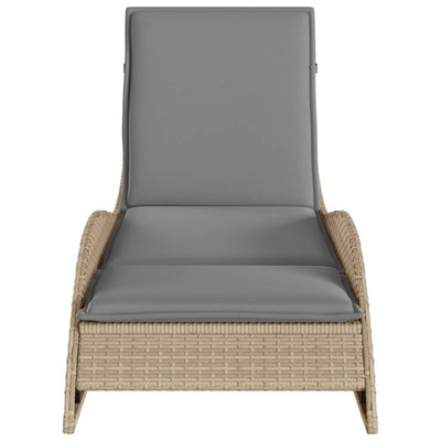 liggestol med hynde 60x205x73 cm polyrattan beige