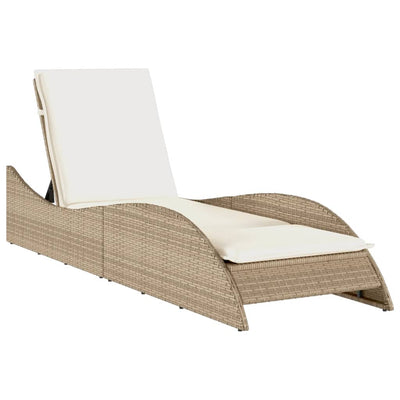 liggestol med hynde 60x205x73 cm polyrattan beige