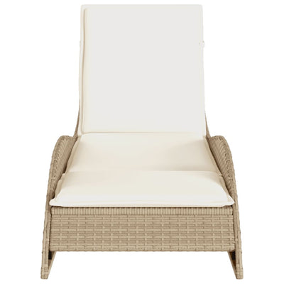 liggestol med hynde 60x205x73 cm polyrattan beige