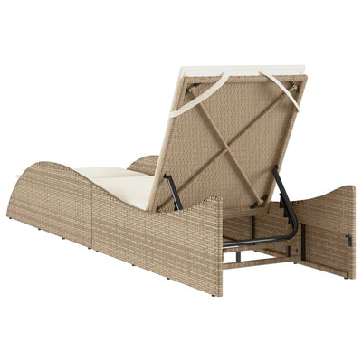 liggestol med hynde 60x205x73 cm polyrattan beige