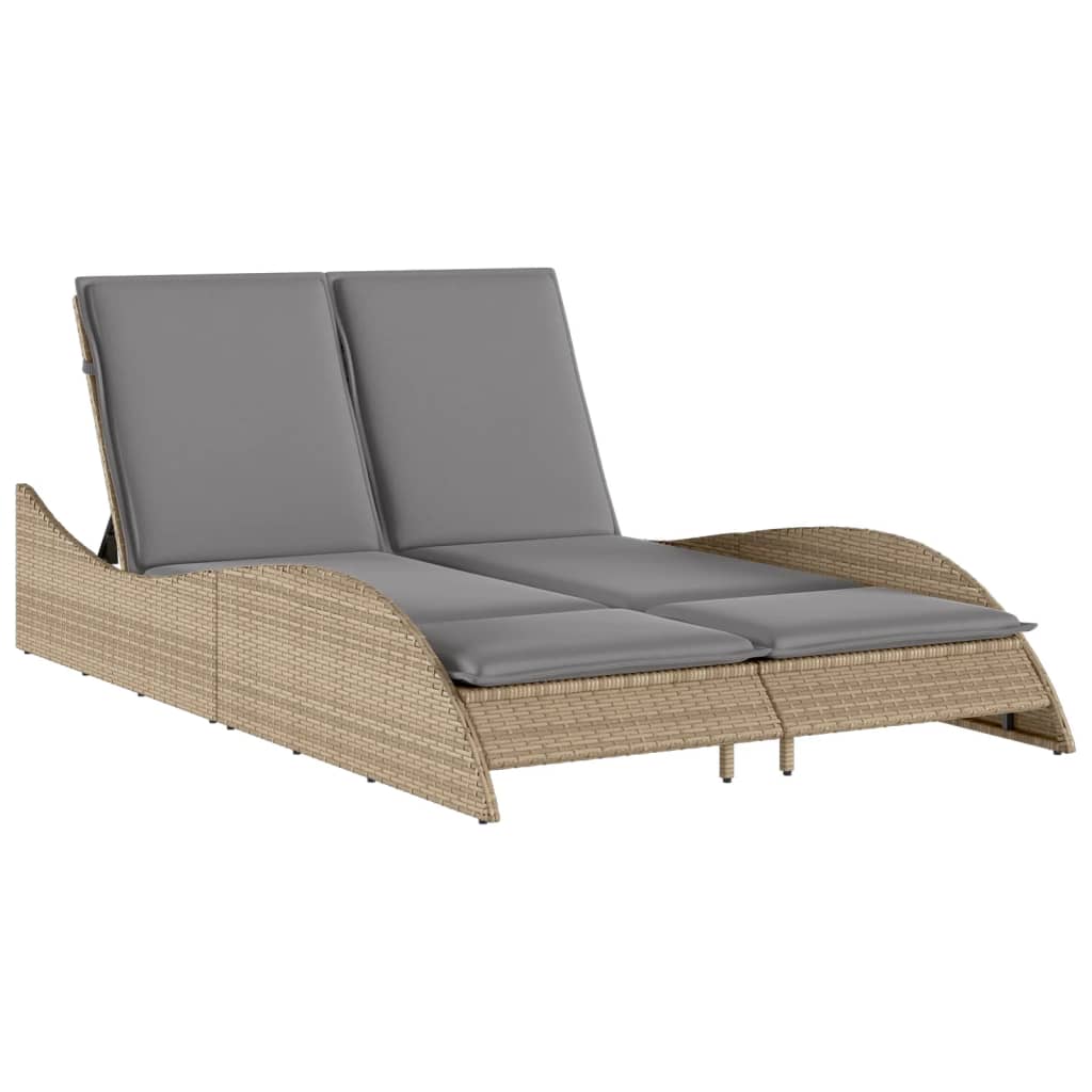 liggestol med hynder 114x205x73 cm polyrattan beige