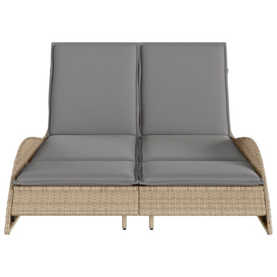 liggestol med hynder 114x205x73 cm polyrattan beige