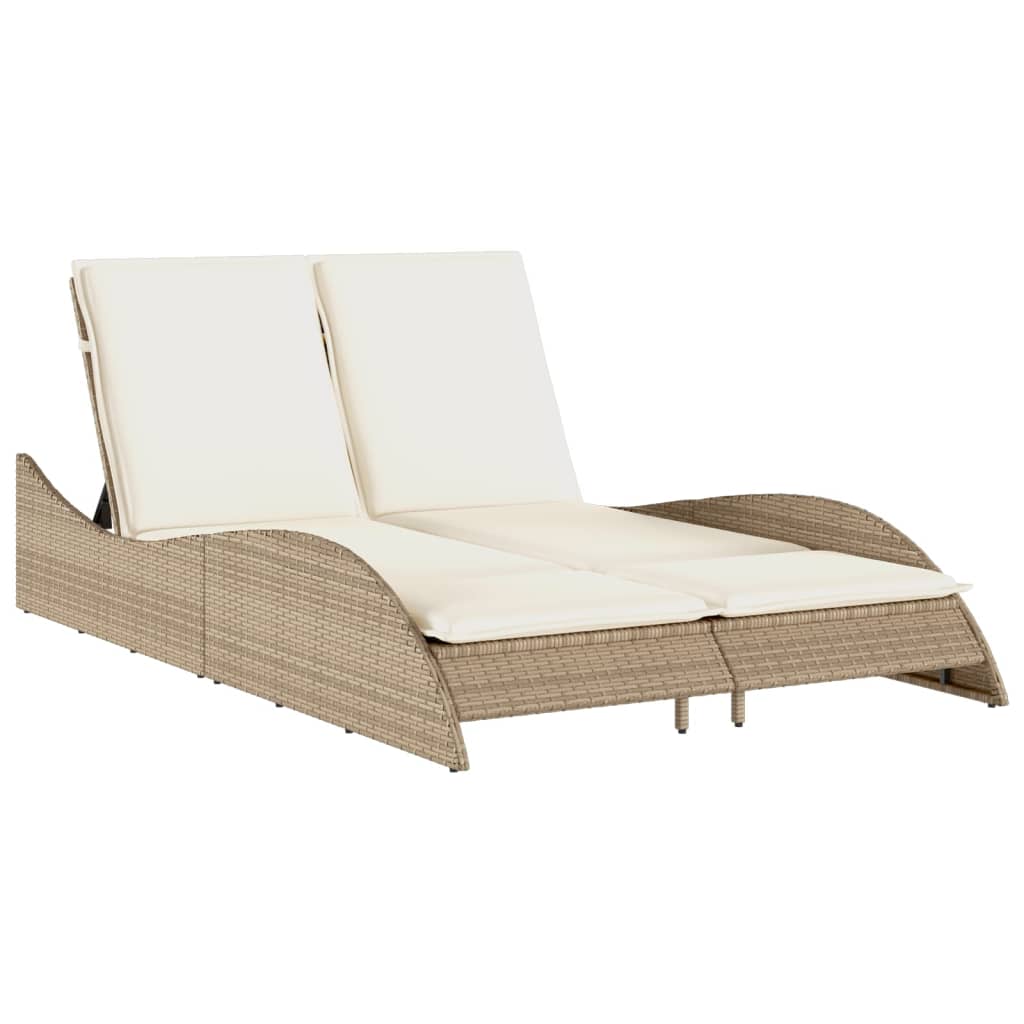 liggestol med hynder 114x205x73 cm polyrattan beige