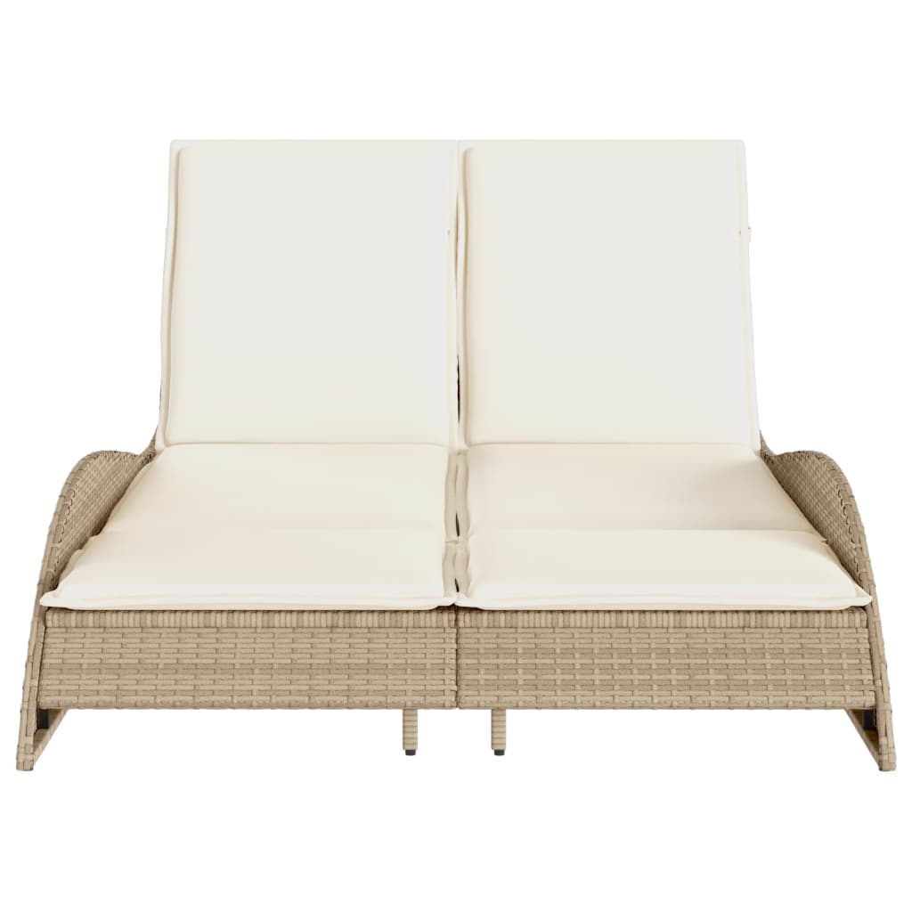 liggestol med hynder 114x205x73 cm polyrattan beige