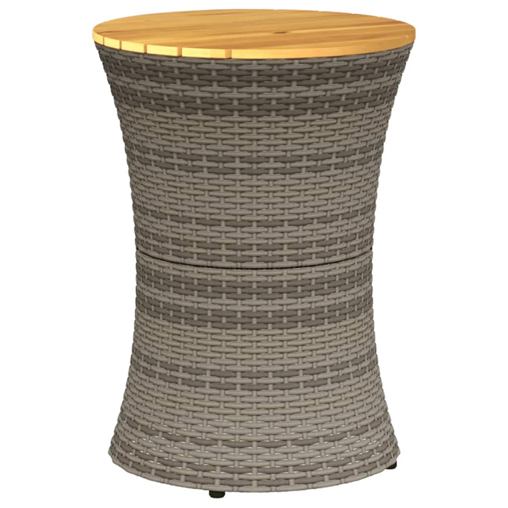 sidebord trommeformet polyrattan og massivt træ grå