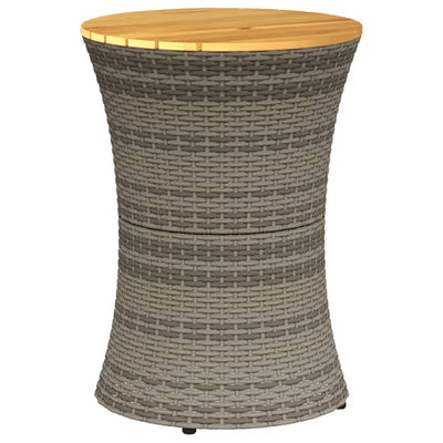 sidebord trommeformet polyrattan og massivt træ grå