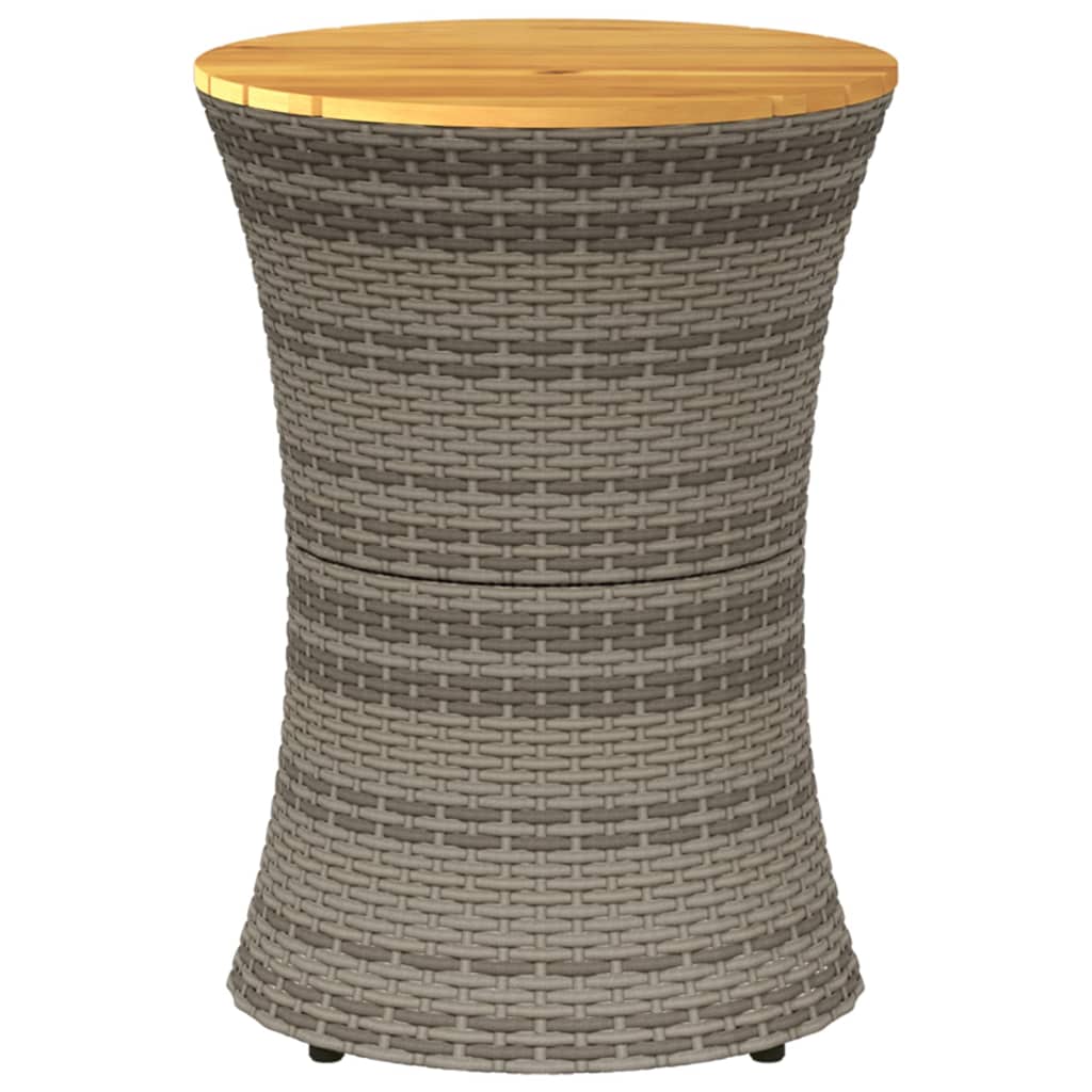 sidebord trommeformet polyrattan og massivt træ grå