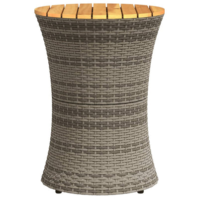 sidebord trommeformet polyrattan og massivt træ grå