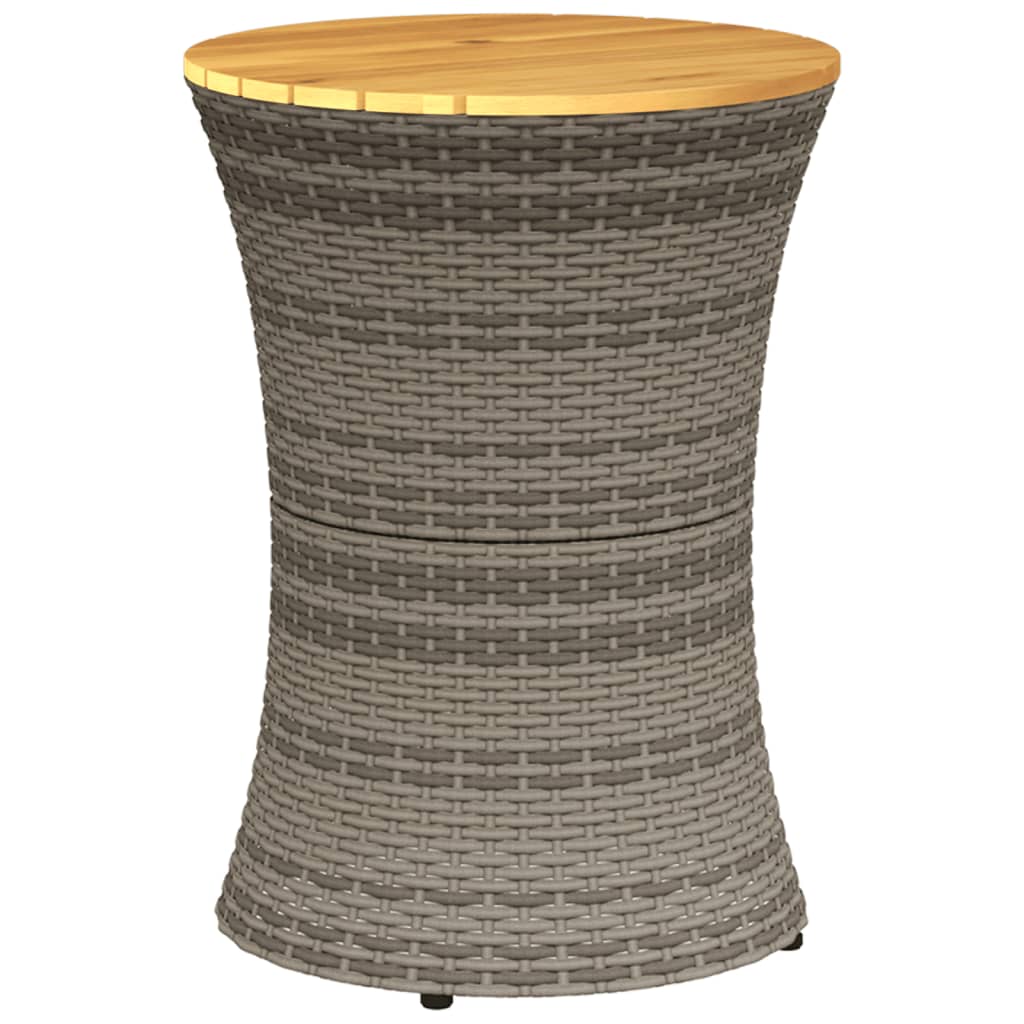 sidebord trommeformet polyrattan og massivt træ grå