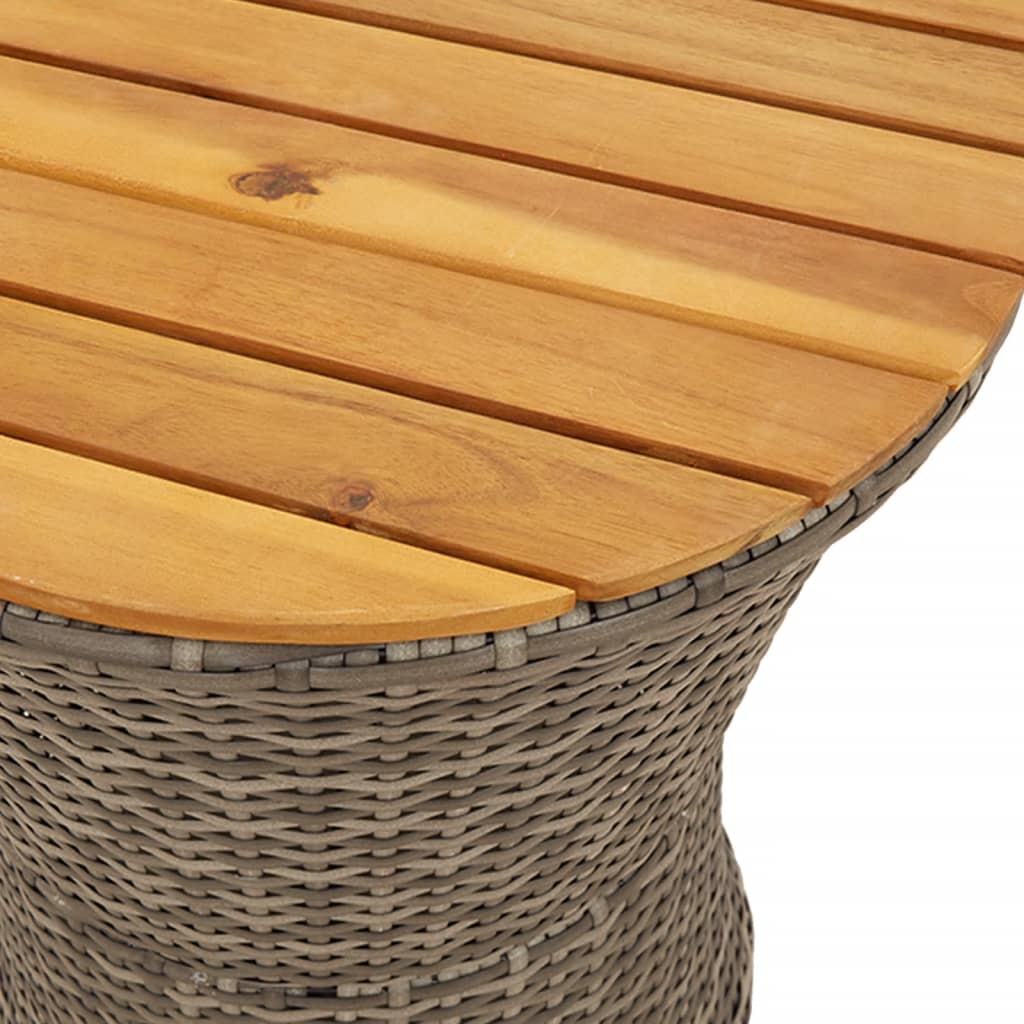 sidebord trommeformet polyrattan og massivt træ grå