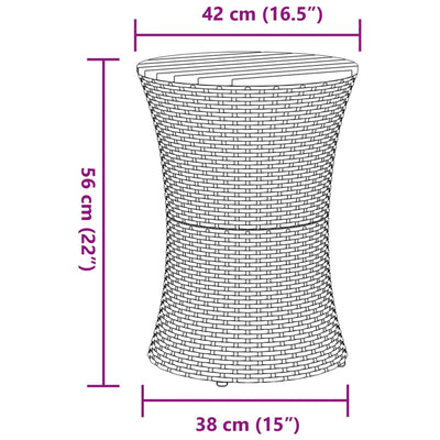 sidebord trommeformet polyrattan og massivt træ grå