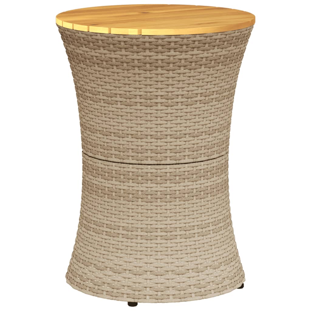 sidebord trommeformet polyrattan og massivt træ beige