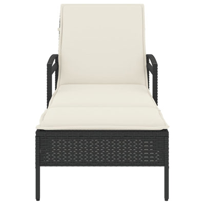 liggestol med hynde 63x200x81 cm polyrattan sort