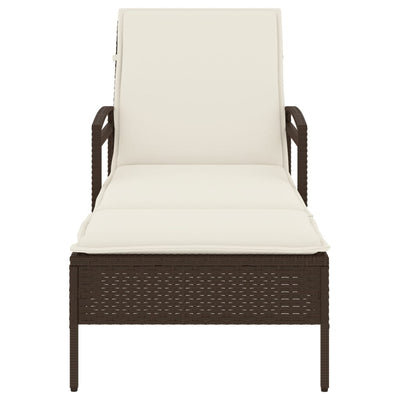 liggestol med hynde 63x200x81 cm polyrattan brun