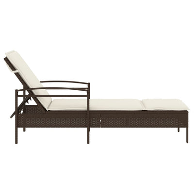 liggestol med hynde 63x200x81 cm polyrattan brun