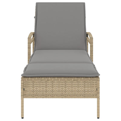 liggestol med hynde 63x200x81 cm polyrattan beige