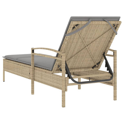 liggestol med hynde 63x200x81 cm polyrattan beige