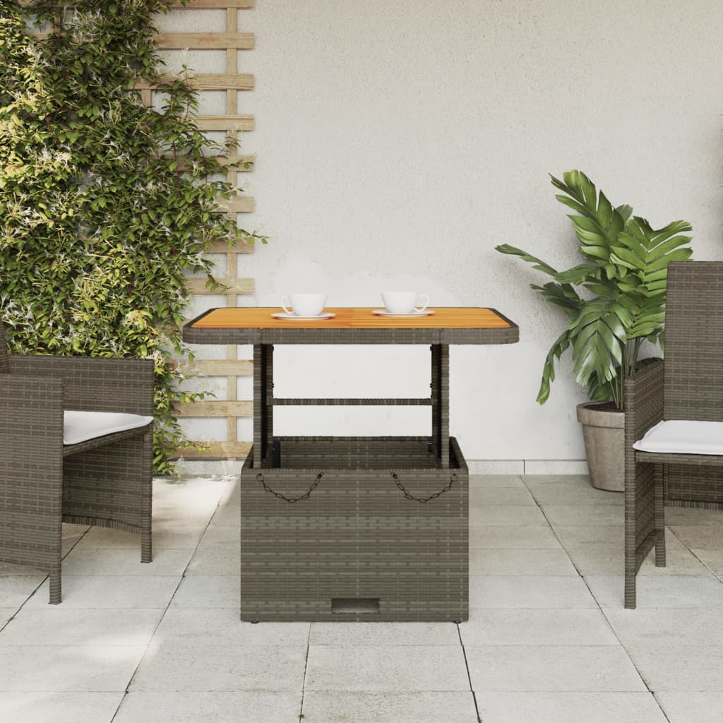 havebord 80x80x71 cm polyrattan og massivt akacietræ grå