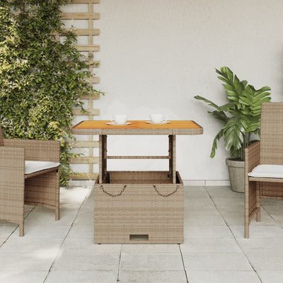 havebord 80x80x71 cm polyrattan og akacietræ beige