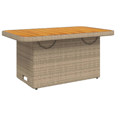 havebord 90x55x71 cm polyrattan og akacietræ beige