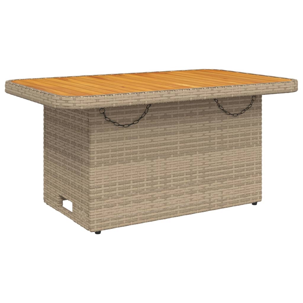 havebord 90x55x71 cm polyrattan og akacietræ beige