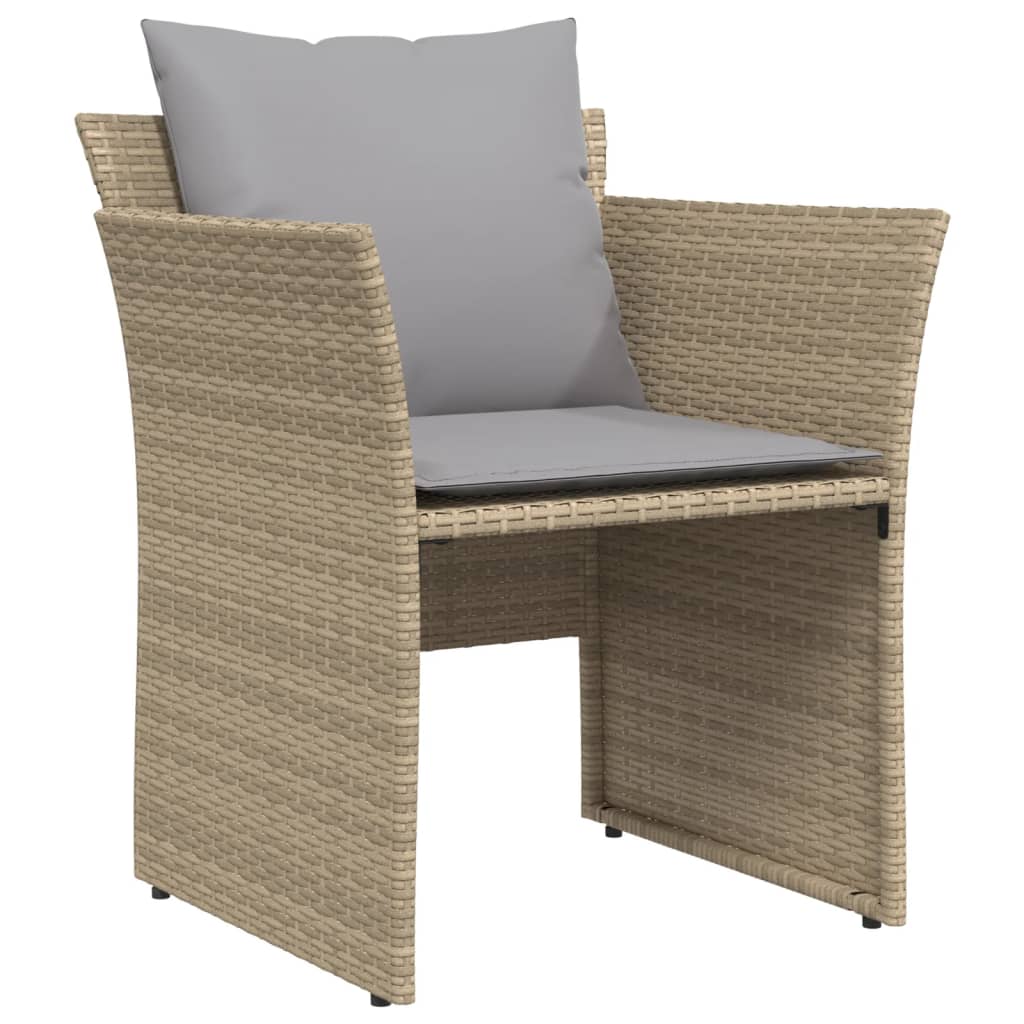 havestol med fodskammel polyrattan beige