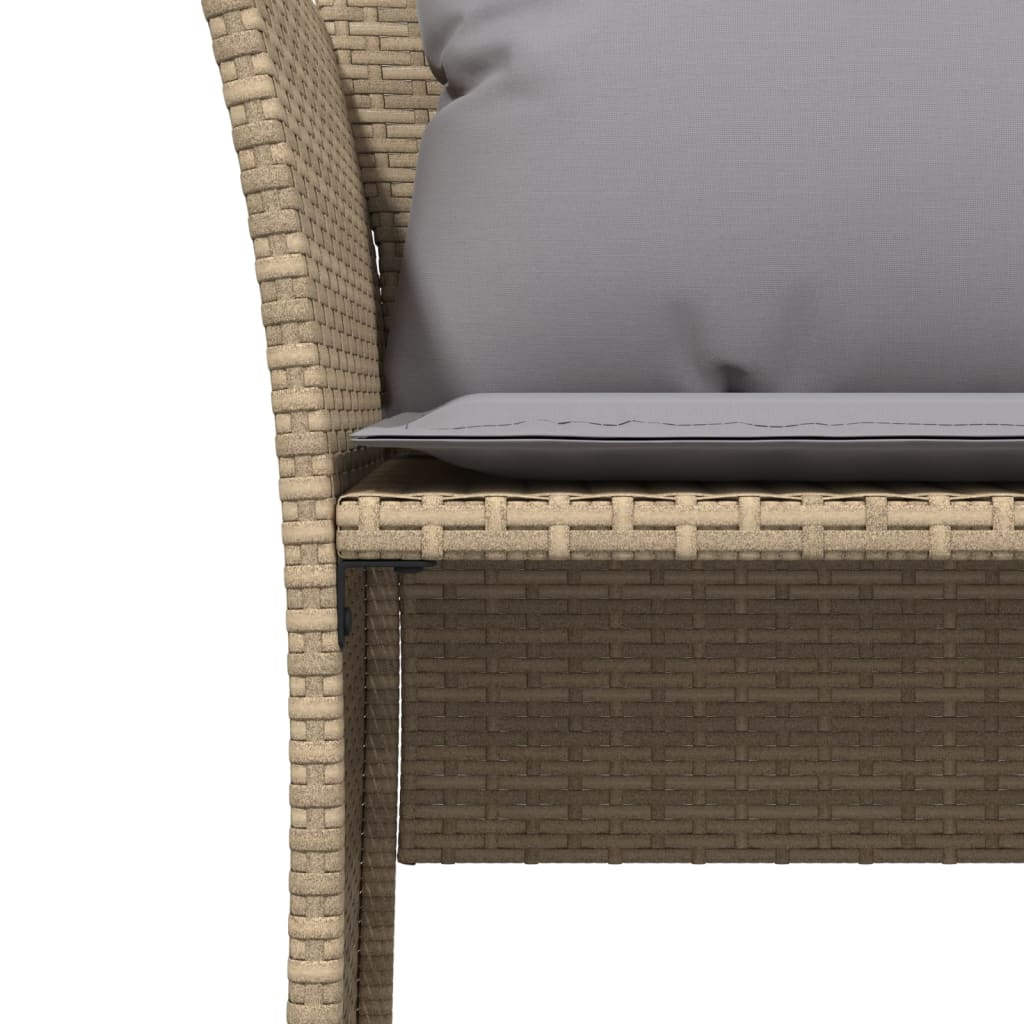 havestol med fodskammel polyrattan beige