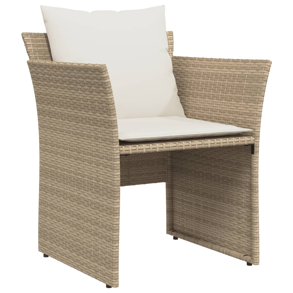 havestol med fodskammel polyrattan beige