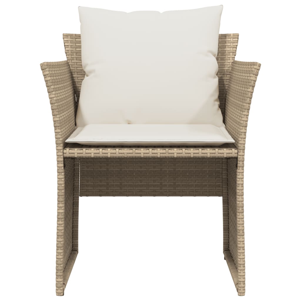 havestol med fodskammel polyrattan beige