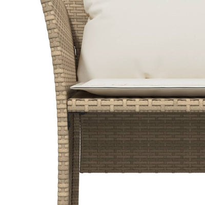 havestol med fodskammel polyrattan beige