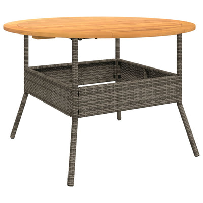 havebord med akacietop Ø110x71 cm polyrattan grå