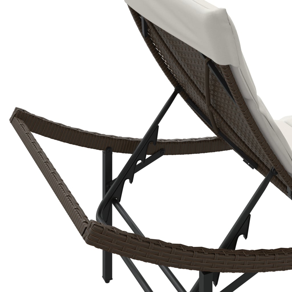 liggestol med hynde 55x199x50 cm polyrattan brun