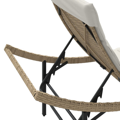 liggestol med hynde 55x199x50 cm polyrattan beige